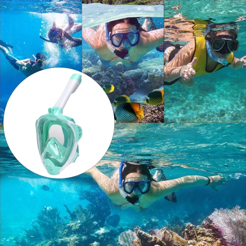 180° ultra-wide angle full dry snorkeling mask | dual airflow anti-fog system | comfortable silicone seal | adjustable headband | adult snorkeling