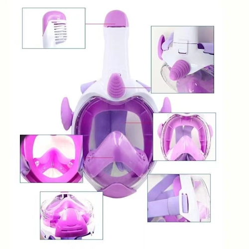 Children's 180° panoramic snorkeling mask - anti-fog and leak-proof, dry breathing system, adjustable straps - fun cartoon design to ensure