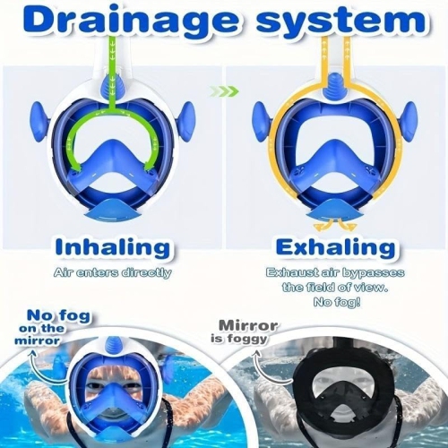 Children's 180° panoramic snorkeling mask - anti-fog and leak-proof, dry breathing system, adjustable straps - fun cartoon design to ensure