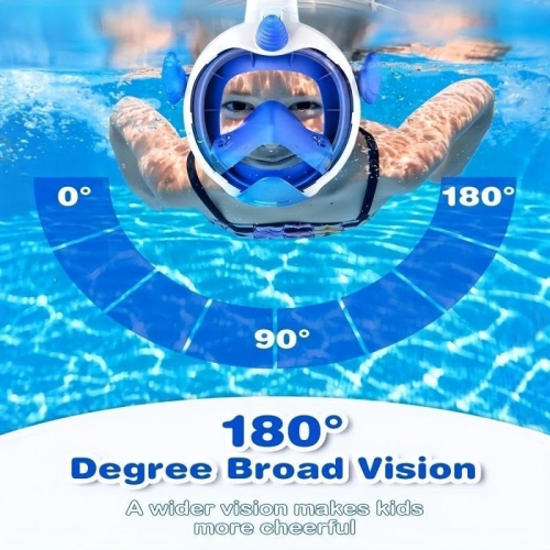 Children's 180° panoramic snorkeling mask - anti-fog and leak-proof, dry breathing system, adjustable straps - fun cartoon design to ensure
