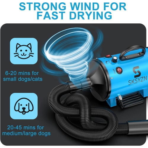 1200W high power professional pet hair dryer with adjustable speed and quiet function Insulated metal inner barrel Spiral heating wire outer shell