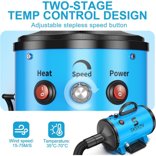 1200W high power professional pet hair dryer with adjustable speed and quiet function Insulated metal inner barrel Spiral heating wire outer shell