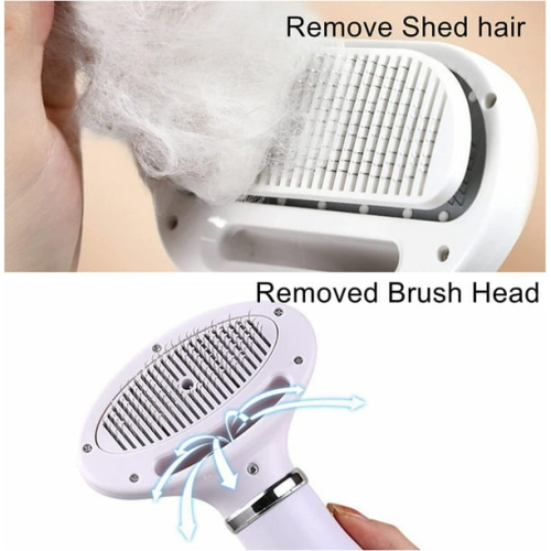 2-in-1 Pet Hair Dryer & Brush - 3 Temp Settings, 60dB Quiet, Safe for Dogs/Cats - Detangle & Dry Fast with Ergonomic Design