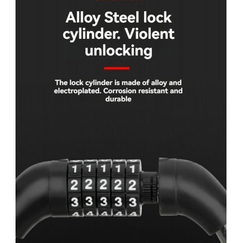 1.2M 5-digit password bicycle lock coil reset combination wire bicycle lock anti-theft password lock-blue