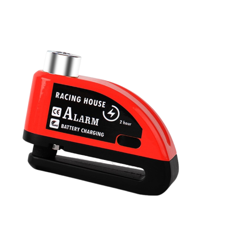 Disc brake lock with alarm, anti-theft, motorcycle alarm with 110 dB alarm, motorcycle alarm padlock - black-red