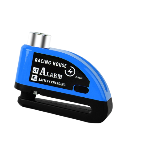 Disc brake lock with alarm, anti-theft, motorcycle alarm with 110 dB alarm, motorcycle alarm padlock - black-blue