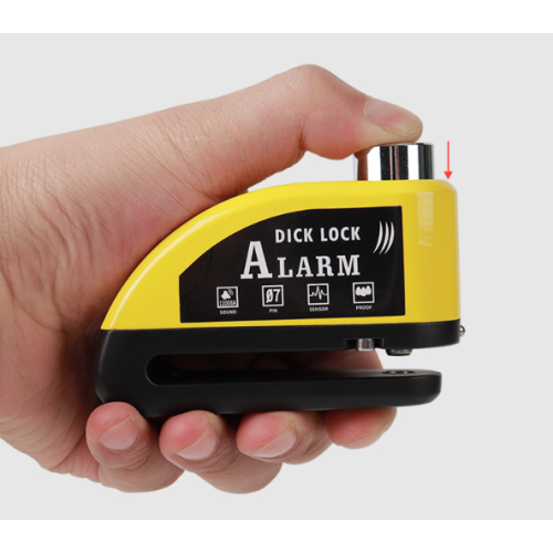 Disc brake lock with alarm, anti-theft, motorcycle alarm with 110 dB alarm, motorcycle alarm padlock - black-yellow