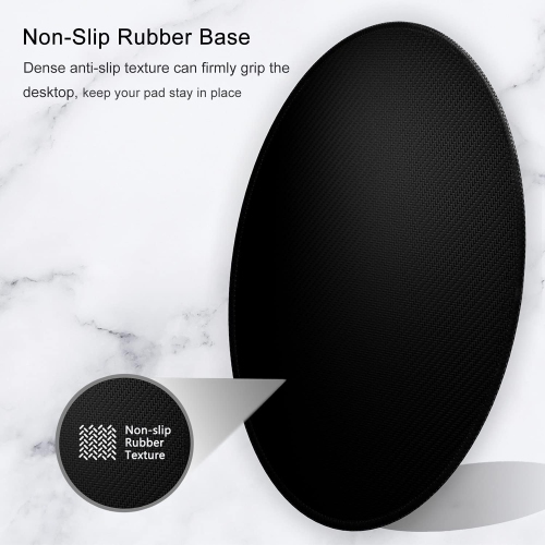 H Mouse Pad, Premium-Textured Small Round Mousepad 8.7 x 8.7 Inch Black, Stitched Edge Anti-Slip Waterproof Rubber Pretty Cute Computer Mat for