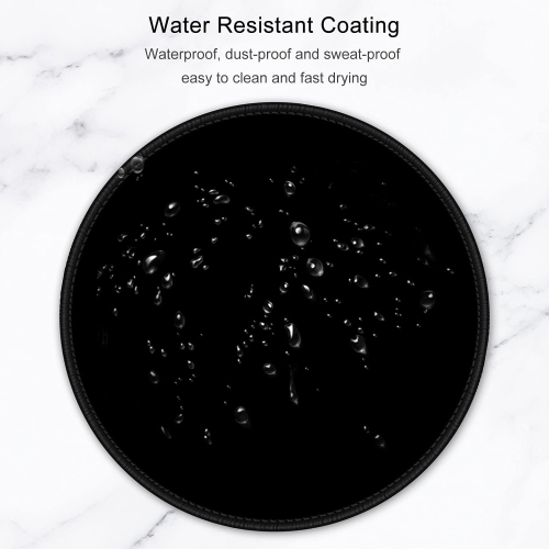 H Mouse Pad, Premium-Textured Small Round Mousepad 8.7 x 8.7 Inch Black, Stitched Edge Anti-Slip Waterproof Rubber Pretty Cute Computer Mat for