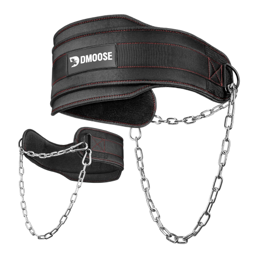 DMOOSE  Fitness Dip Belt for Weightlifting - Gym Weight Belt \w Chain for Pullup, Squat, Powerlifting & Bodybuilding - Heavy Duty Steel \w