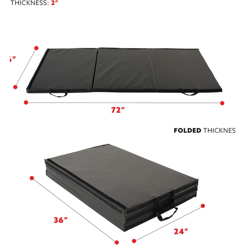 Sunny Health & Fitness Tri-Folding & Puzzle Exercise Mats – Extra Thick, Durable, Non-Slip, Water-Resistant Cushioning for Home Gym, Yoga, MMA,