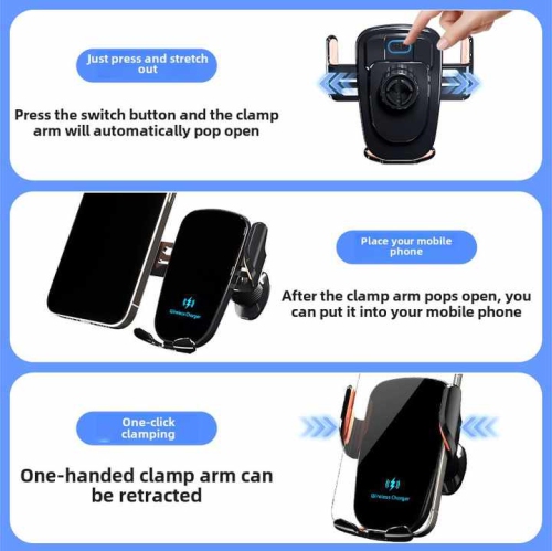2025 New Car Phone Holder with Wireless Charging Vent Car Navigation Holder, 15W Fast Charging
