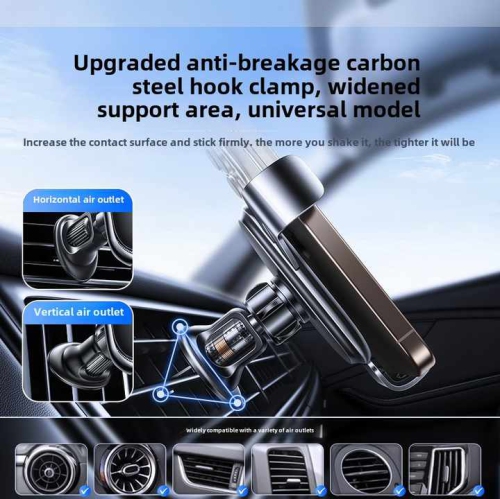 2025 New Car Phone Holder with Wireless Charging Vent Car Navigation Holder, 15W Fast Charging