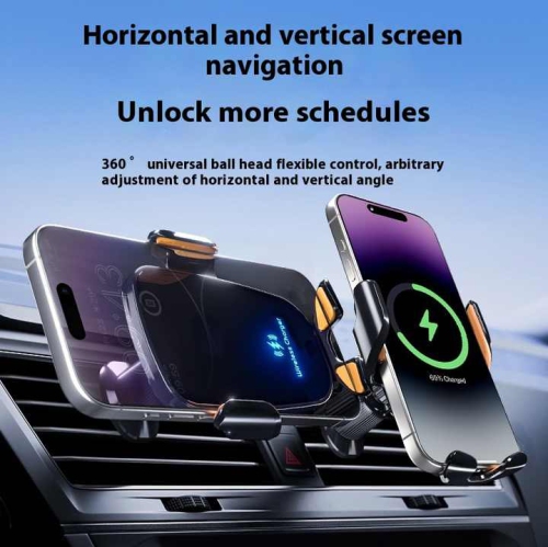 2025 New Car Phone Holder with Wireless Charging Vent Car Navigation Holder, 15W Fast Charging