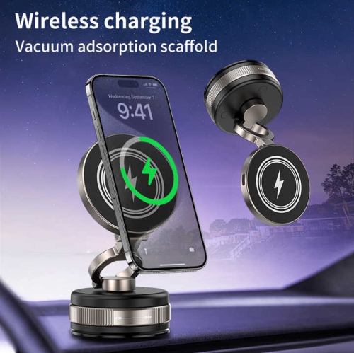 New 15W wireless fast charging magsafe magnetic mobile phone holder foldable multi-angle rotating car mobile phone holder
