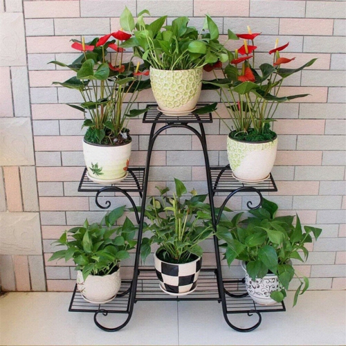 UNHO 6 Tier Plant Stands for Indoor and Outdoor, Metal Plant Stand Shelf, Flower Pot Holder Shelf for Multi Plants, Multilayer Potted Planters