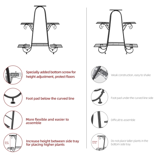 UNHO 6 Tier Plant Stands for Indoor and Outdoor, Metal Plant Stand Shelf, Flower Pot Holder Shelf for Multi Plants, Multilayer Potted Planters