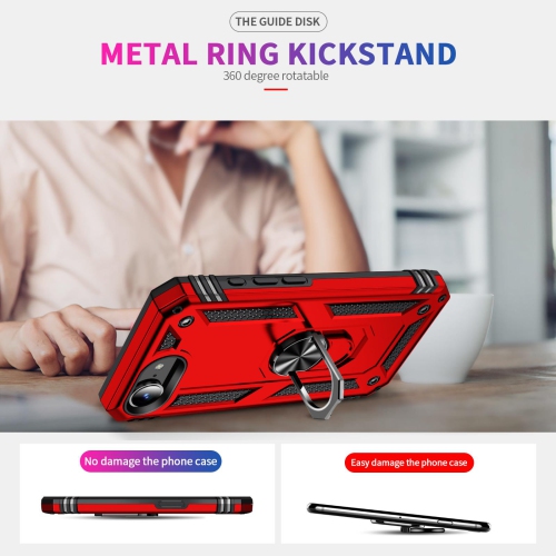 Étui Slim Armor double couche de XCRS pour iPhone 16e – Couvercle de béquille à anneau magnétique intégré