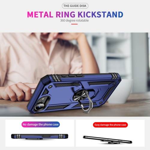 Étui Slim Armor double couche de XCRS pour iPhone 16e – Couvercle de béquille à anneau magnétique intégré