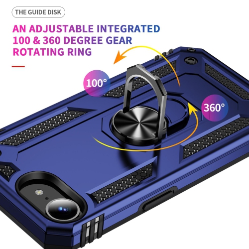 Étui Slim Armor double couche de XCRS pour iPhone 16e – Couvercle de béquille à anneau magnétique intégré