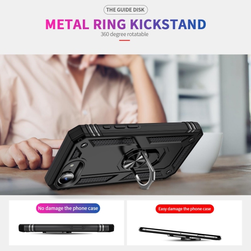 Étui Slim Armor double couche de XCRS pour iPhone 16e – Couvercle de béquille à anneau magnétique intégré