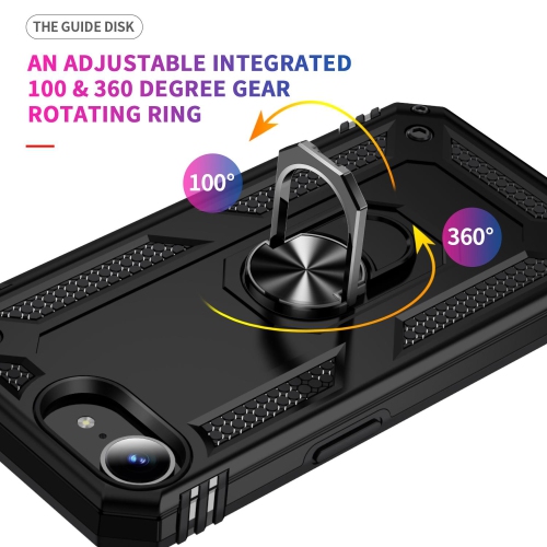Étui Slim Armor double couche de XCRS pour iPhone 16e – Couvercle de béquille à anneau magnétique intégré