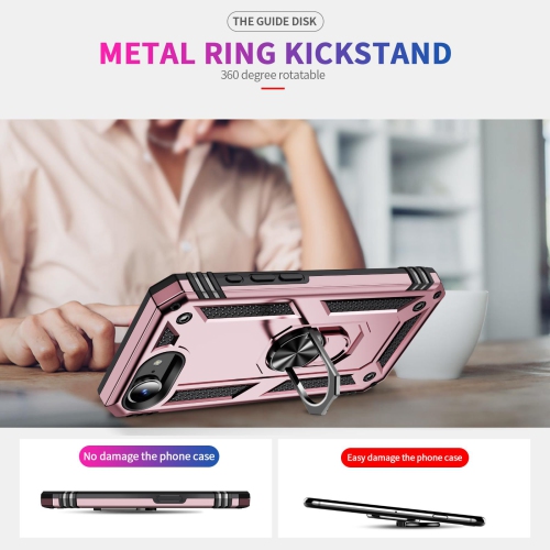 Étui Slim Armor double couche de XCRS pour iPhone 16e – Couvercle de béquille à anneau magnétique intégré