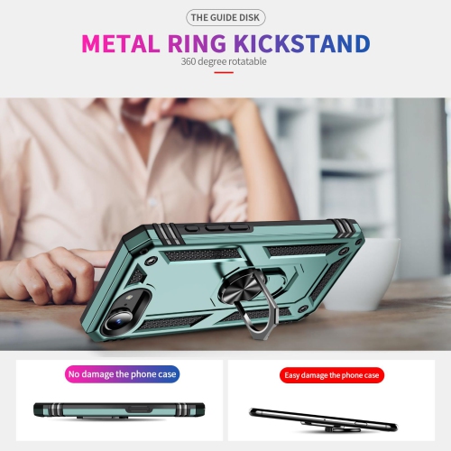 Étui Slim Armor double couche de XCRS pour iPhone 16e – Couvercle de béquille à anneau magnétique intégré