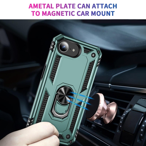 Étui Slim Armor double couche de XCRS pour iPhone 16e – Couvercle de béquille à anneau magnétique intégré