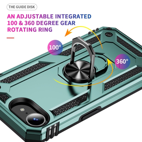 Étui Slim Armor double couche de XCRS pour iPhone 16e – Couvercle de béquille à anneau magnétique intégré