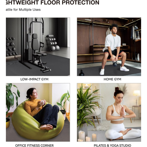 18 Tiles Gym Floor Mat, EVA Foam Puzzle Gym Mat, High-Density Interlocking Foam Floor Tiles for Home Gym, Play Workout Garage Kitchen Flooring, Black