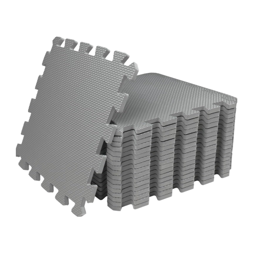 18 Tiles Gym Floor Mat, EVA Foam Puzzle Gym Mat, High-Density Interlocking Foam Floor Tiles for Home Gym, Play Workout Garage Kitchen Flooring, Black