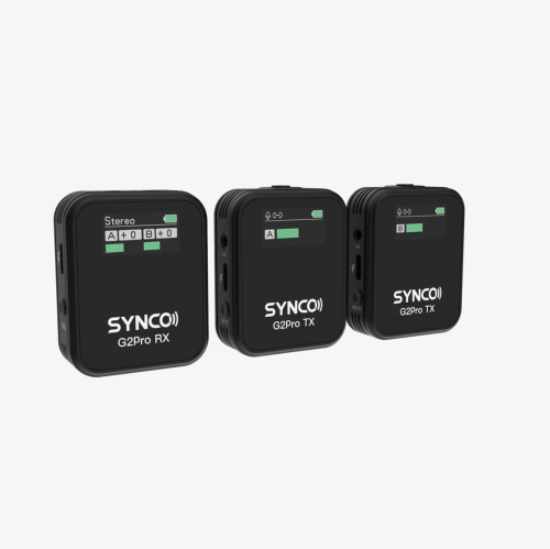 SYNCO – Micro-cravate sans fil, G2(A2) Pro 2.4G double micro-cravate avec étui 656 pi 8H pour Vlog Live Stream en ligne YouTube pour appareil photo