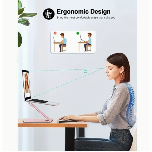 Laptop Stand For Desk, Ergonomic Adjustable Foldable Computer Stand With Heat-Vent, Aluminum Alloy Laptop Riser Compatible With MacBook Air, Pro,