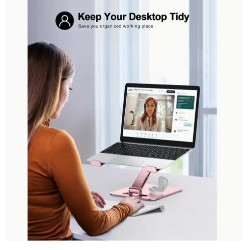 Laptop Stand For Desk, Ergonomic Adjustable Foldable Computer Stand With Heat-Vent, Aluminum Alloy Laptop Riser Compatible With MacBook Air, Pro,