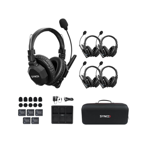 SYNCO AUDIO  Synco Xtalk Xmax5 Is A 2.4Ghz Wireless Intercom w Dual-Ear Headsets, 1640 Feet Range, And Supports 5 Users for Seamless Team