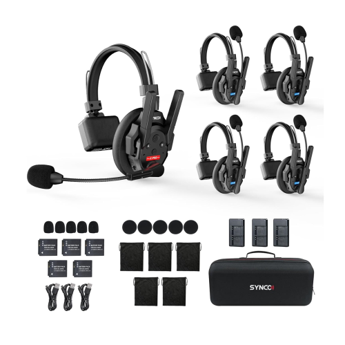 SYNCO AUDIO  Synco Xtalk Xpro5 Is A 2.4Ghz Wireless Intercom for 5 Users, With 500M Range And Noise Reduction, Perfect for Film And Tv Production Teams