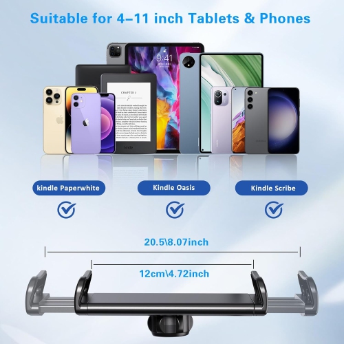 Gooseneck Tablet Holder for Kindle with Page Turner Remote – Hands-Free Desk and Bedside Lazy Arm Stand for Kindle, Kobo, Tablets, and Smartphones