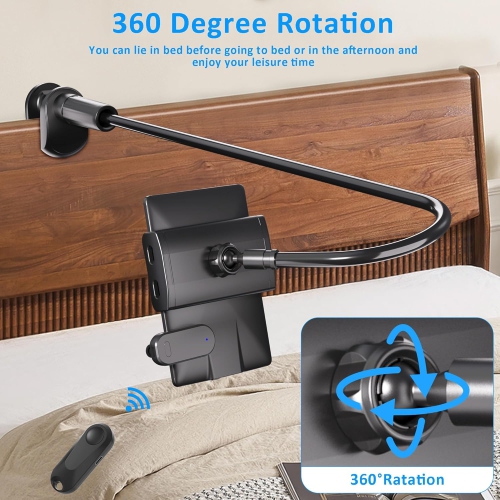 Gooseneck Tablet Holder for Kindle with Page Turner Remote – Hands-Free Desk and Bedside Lazy Arm Stand for Kindle, Kobo, Tablets, and Smartphones