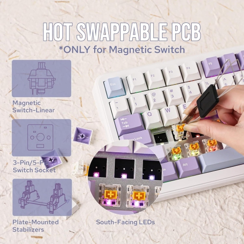 AJAZZ AK820 MAX HE Hall Effect Magnetic Gaming Keyboard, Adjustable Actuation, 8KHz Polling Rate, Wired Rapid Fast Keyboard, Creamy Gasket, RGB