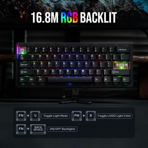 MechLands CIDOO QK61 V2 VIA Programmable 60% Compact Keyboard, USB-C/BT5.0/2.4Ghz Wireless, Hot Swappable Custom Mechanical Keyboard with Gasket