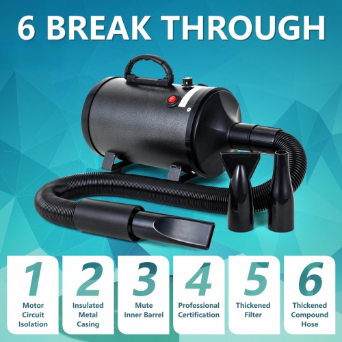 1200W high power professional pet hair dryer with adjustable speed and quiet function Insulated metal inner barrel Spiral heating wire outer shell