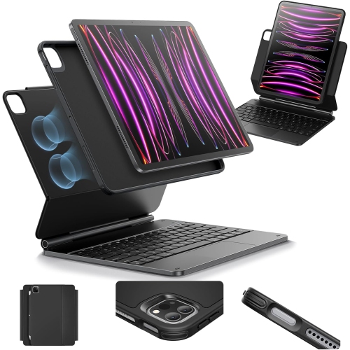 ESR  Ipad Pro 12.9 Case With Keyboard - Magnetic Stand, Removable Case, Trackpad - (2022/2021/2020/2018) In Black