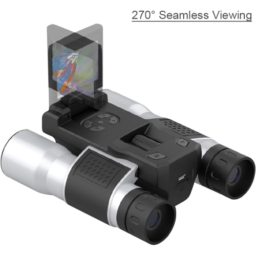 Jumelles numériques 12x32, zoom optique 12x, objectif grand-angle 32&nbsp;mm, écran HD de 2&nbsp;po, conception 2-en-1, caméra télescopique pour