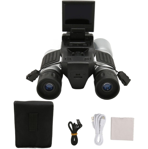 Jumelles numériques 12x32, zoom optique 12x, objectif grand-angle 32&nbsp;mm, écran HD de 2&nbsp;po, conception 2-en-1, caméra télescopique pour