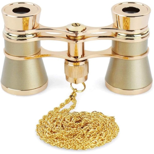 Jumelles Opéra 3X25 Chaîne/poignée/boîtier métal Télescope film Télescope monoculaire transparent Vintage Design Cadeau fillettes-Doré