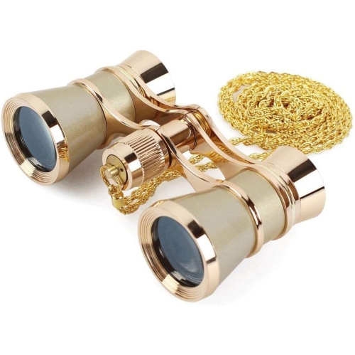 Jumelles Opéra 3X25 Chaîne/poignée/boîtier métal Télescope film Télescope monoculaire transparent Vintage Design Cadeau fillettes-Doré
