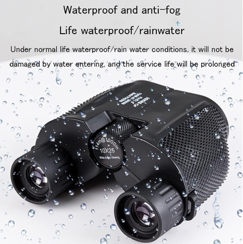 Jumelles 10x25 repliables inverses, télescope d'extérieur portatif durable avec mise au point réglable