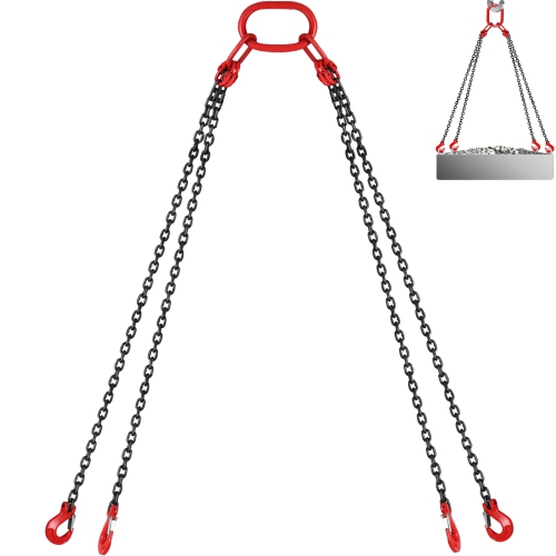 VEVOR 5/16 inch x 10 ft Lifting Chains with Hooks, G80 Engine Chain Hoist Lifts, 11000 lbs/5 Ton Capacity Lifting Sling Chains for Engine Hoist, Lift