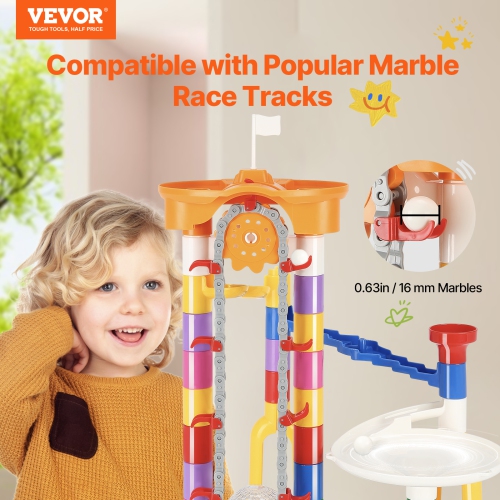 VEVOR 230 PCS Marble Run Set, with Motorized Elevator, with 15 Plastic Marbles, Maze Building Block Brain Game, Educational Learning Race Track STEM